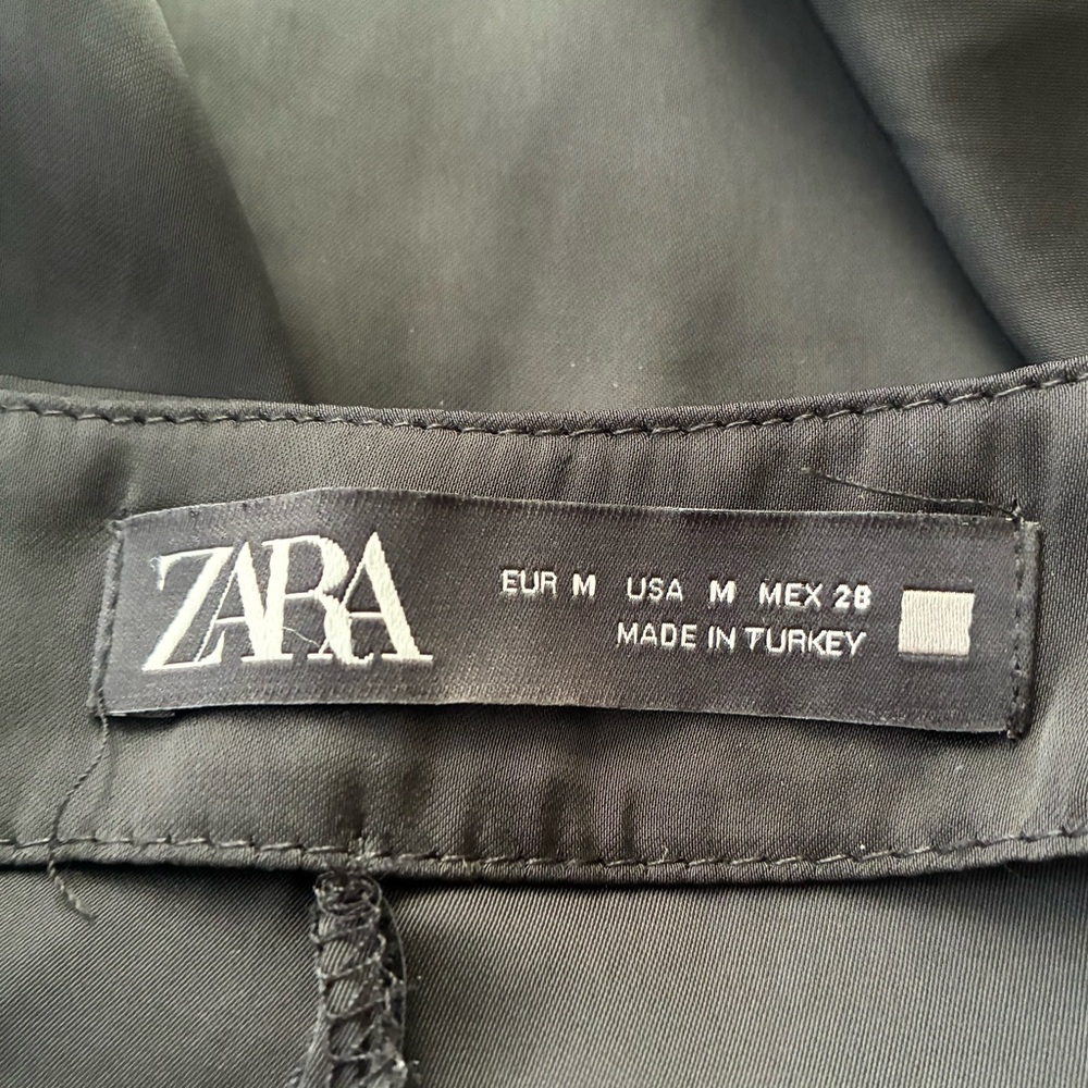 Zara Satin Black Self Tied Wrap Mini Skort M - Picture 12 of 14